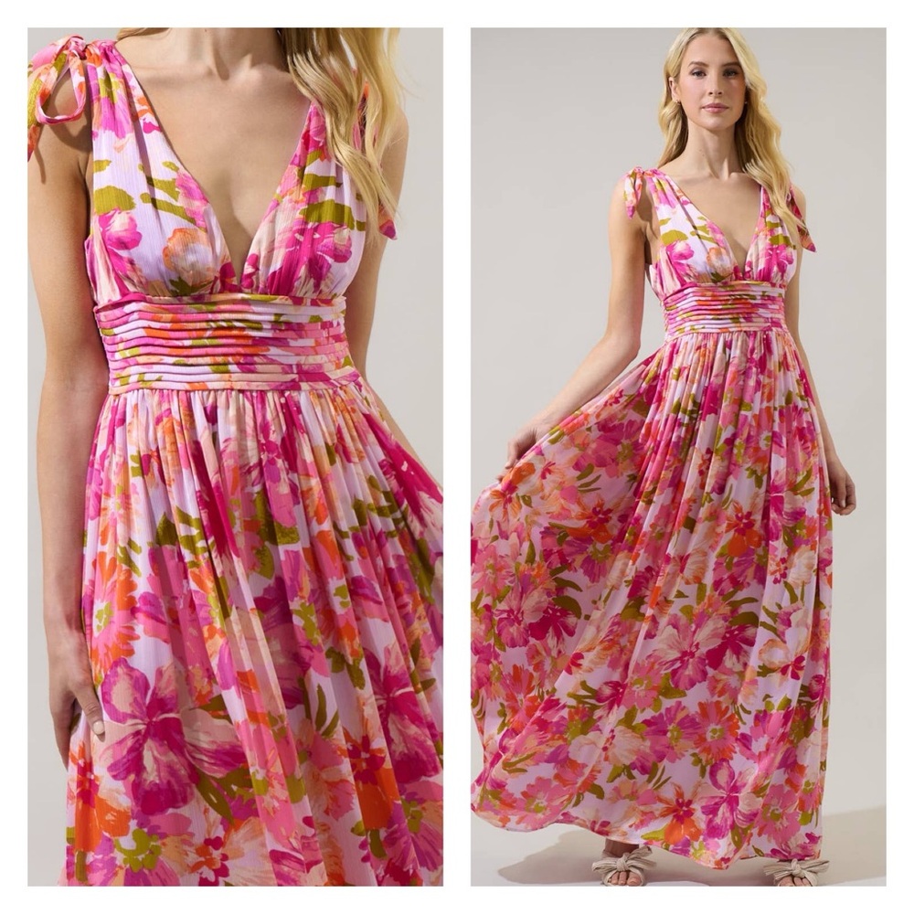 SUGARLIPS Floral Pink Maxi Dress